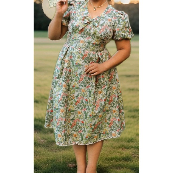 Ivy City Co Womens Plus Size Dress 3X 26W Floral Midi Cottagecore Whimsical $148 - Picture 1 of 11